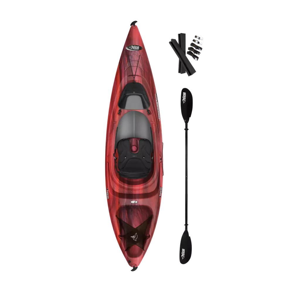 PELICAN - Mission 100 Kayak with Paddle - Red - KAP10P404 - TOP