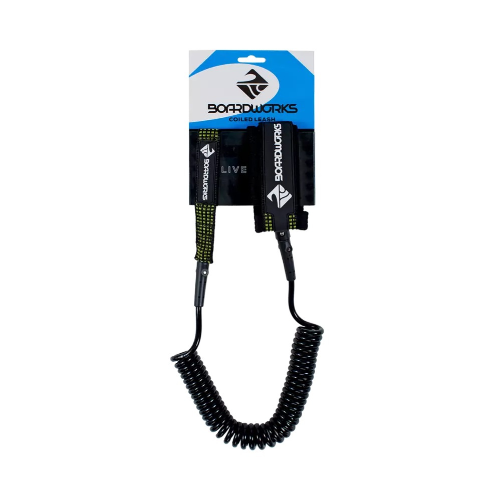 BOARDWORKS - 11' Coiled Paddle Board Leash - Black - 848201016365 - TOP 