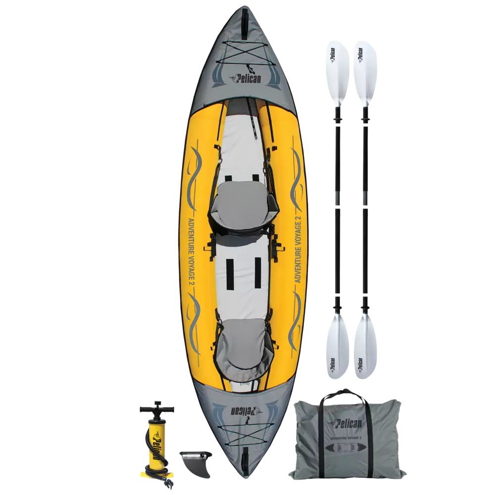 PELICAN - Adventure Voyage 2 Inflatable Kayak with Pump - Yellow - AE6023-PP - TOP